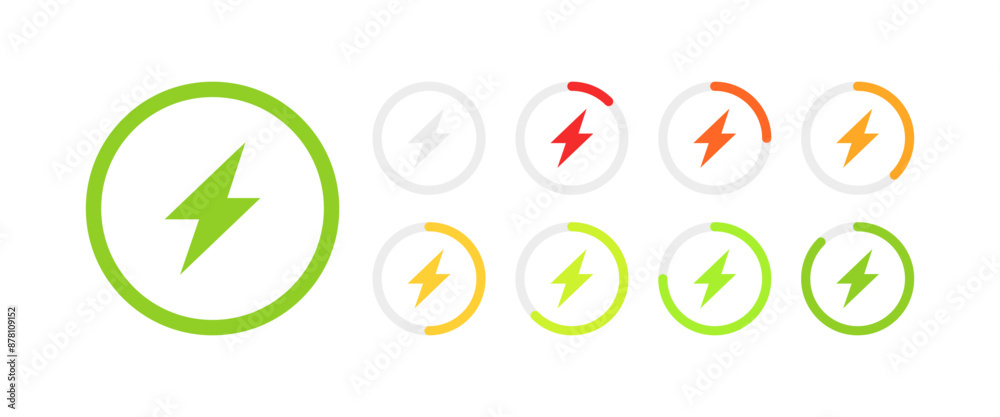 Charge Icon Set Charge Set Icons. Charging Icons. Flat and Silhouette style. Vector ...