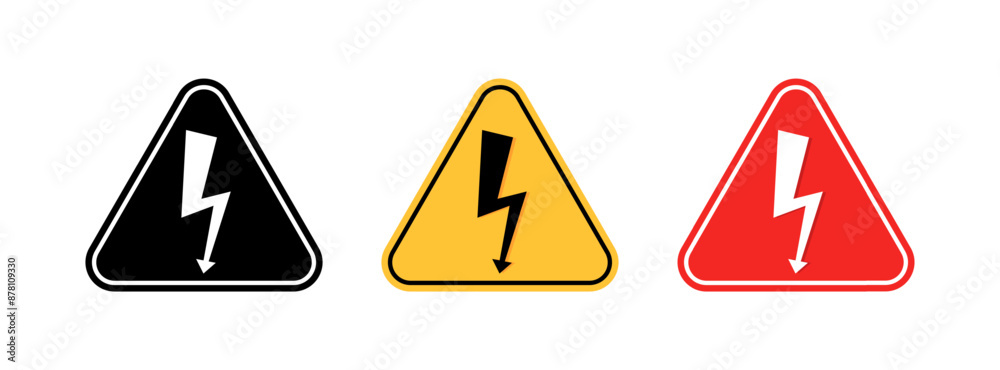 Warning Sign Icons. Electricity icons. Silhouette style. Vector icons Warning Sign Icons. Electricity icons. Silhouette style. Vector icons