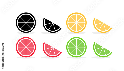 Orange set icons. Flat and Silhouette style. Vector icons.