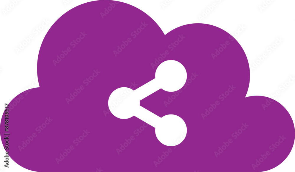 Cloud share icon in purple and white color. Cloud share icon in purple and white color.