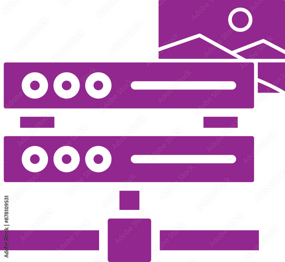 Gallery hosting service icon in purple and white color.. Gallery hosting service icon in purple and white color..