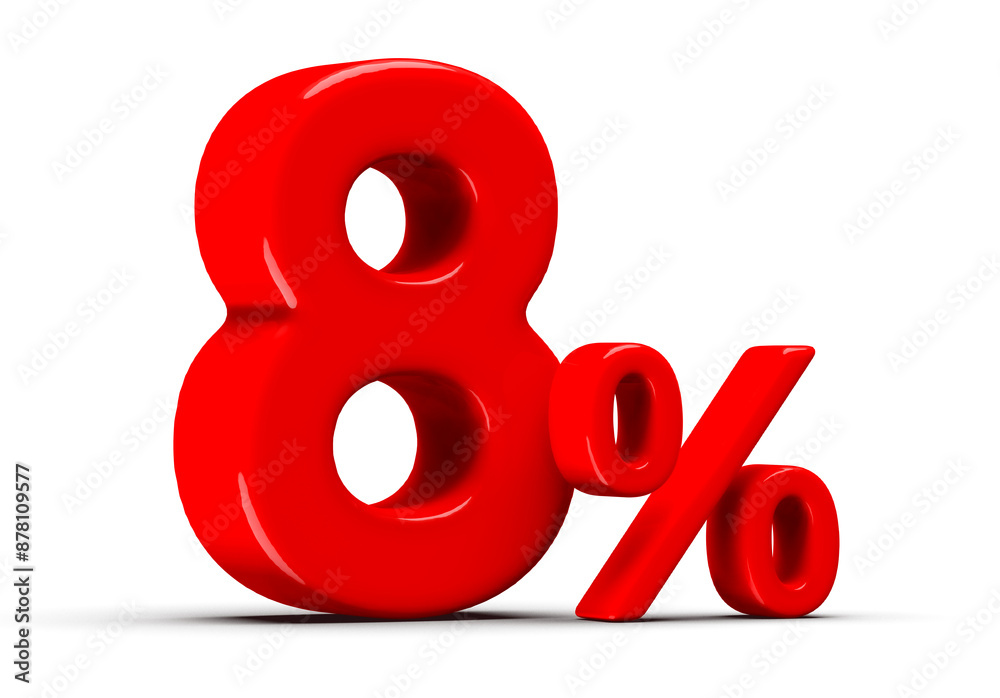 8 Percent Off Sale Red Number 3D 8 Percent Off Sale Red Number 3D