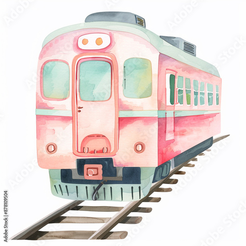 Adorable Watercolor Illustration: My Train Journey in a Cartoon Style