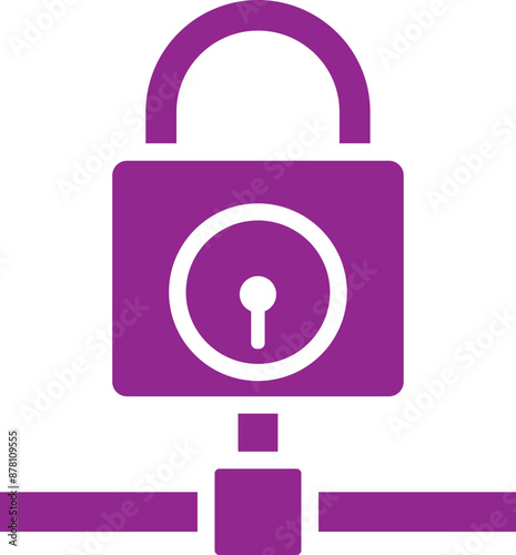 Data protection or network lock icon in purple and white color.