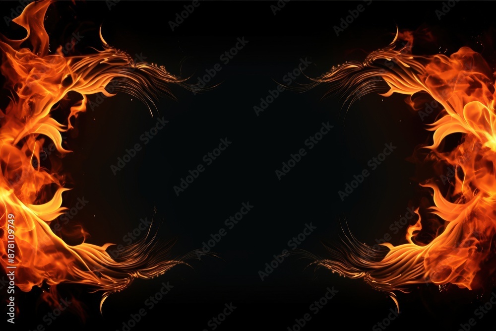 Fototapeta premium Fire Flames Frame Background