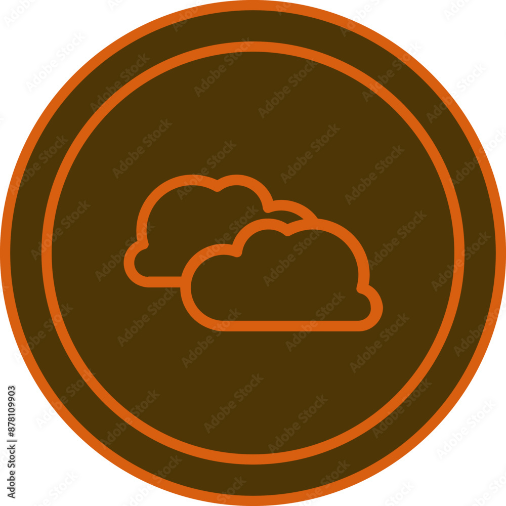 Cloud circle icon or symbol in bronze and orange color. Cloud circle icon or symbol in bronze and orange color.