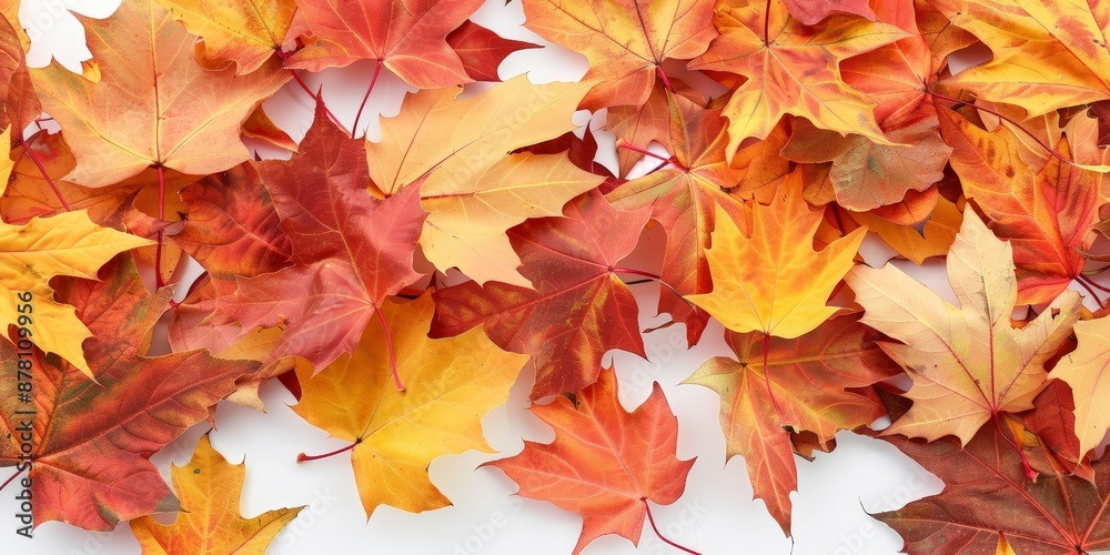 Autumn Splendor in Maple Leaves on White Autumn Splendor in Maple Leaves on White