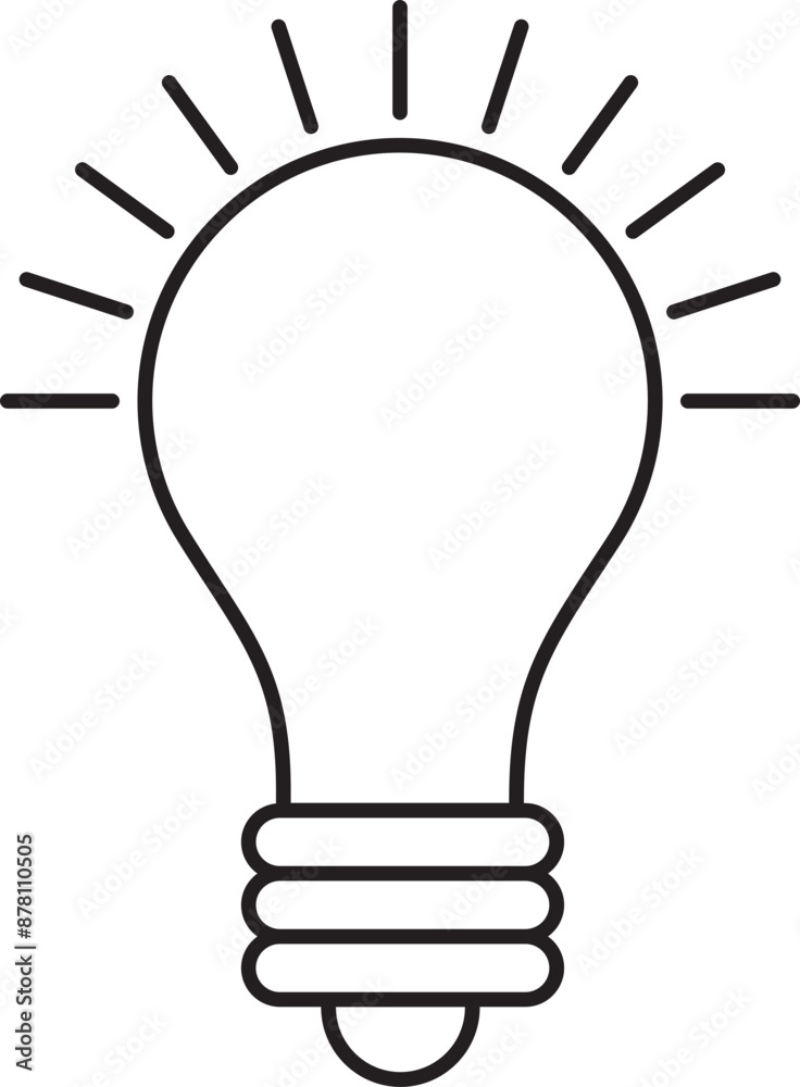 Bright Bulb, Intelligence Symbol or Icons in Line Art Bright Bulb, Intelligence Symbol or Icons in Line Art