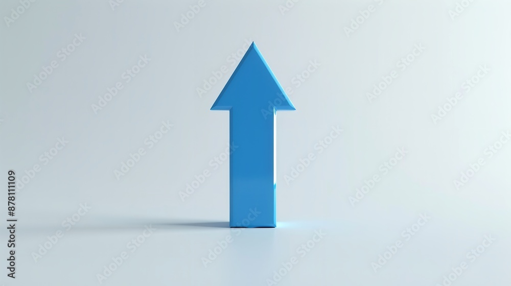 Blue arrow on white