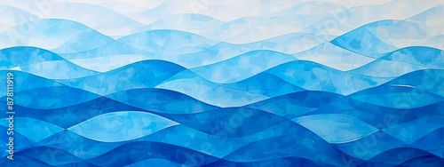 Wallpaper Mural Hand-Drawn Blue Watercolor Waves with Dynamic Oceanic Patterns on White Background Torontodigital.ca