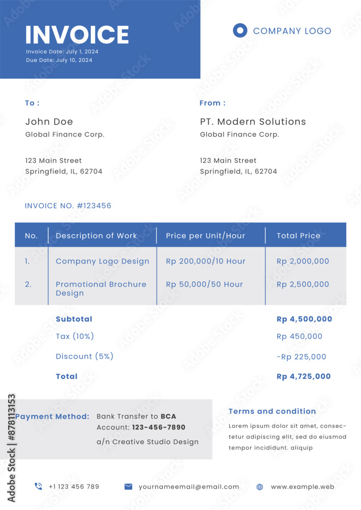 Professional Freelancers Invoice Template Design Professional Freelancers Invoice Template Design