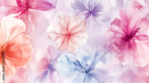 Beautiful flower watercolor seamless pattern. Soft pastel colors water color seamless pattern for beauty products