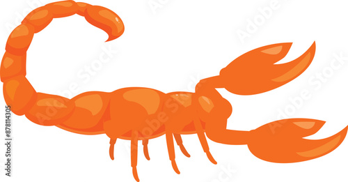 Cartoon orange scorpion standing in attacking position with raised stinger