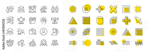 Chess strategy, Fraud thief and Equality set. Design shape elements. Business consulting line icons. Profile headshot, job competition and empowerment protest icons. Vector