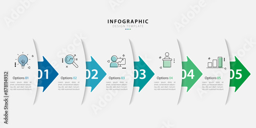Timeline Creator infographic template. 5 Step timeline journey, calendar Flat simple infographics design template. presentation graph. Business concept with 5 options, gantt vector illustration.
