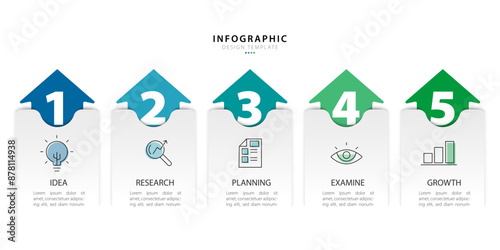Timeline Creator infographic template. 5 Step timeline journey, calendar Flat simple infographics design template. presentation graph. Business concept with 5 options, gantt vector illustration.