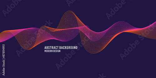 Wavy, wriggling lines on a dark background. Abstract background with amorphous shapes. A template for placing text and information. Beautiful stylish design.