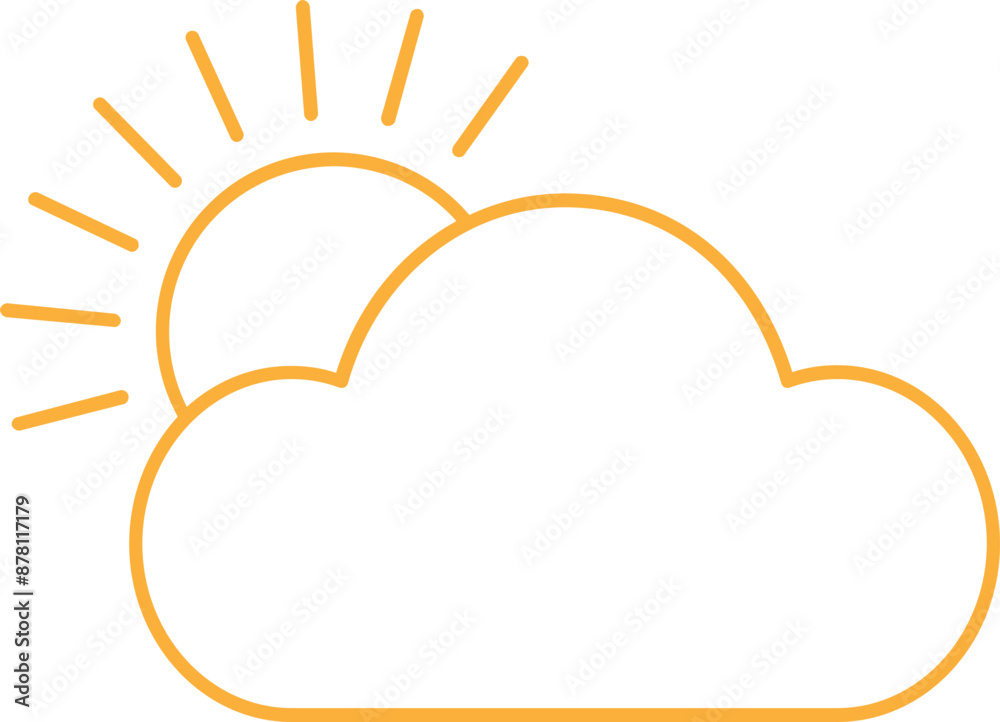 Sun Rise Or Set In Sky Yellow Outline Icon. Sun Rise Or Set In Sky Yellow Outline Icon.