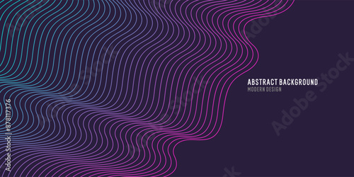 Wavy, wriggling lines on a dark background. Abstract background with amorphous shapes. A template for placing text and information. Beautiful stylish design.