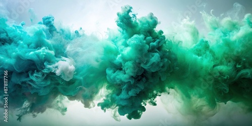 Teal and Green Nebulous Blurs Create diffused nebulous shapes by blending teal and green colors in blurred and softened edges , blurred, Nebulous, Blurs, diffused, Create, Green photo