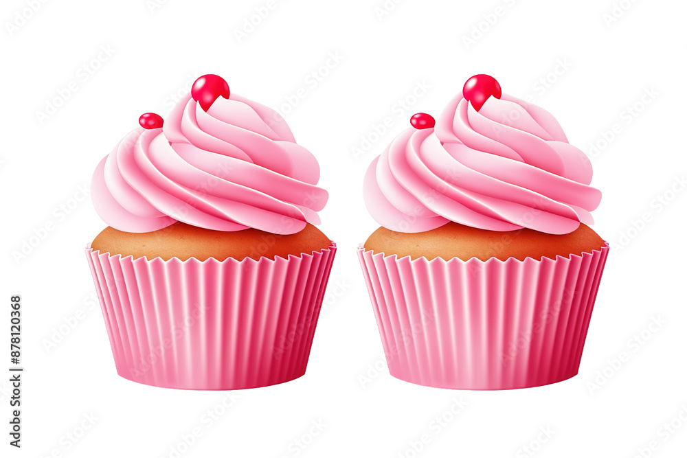Sweet Delights: Cupcakes With Pink Frosting on White or PNG Transparent Background. Sweet Delights: Cupcakes With Pink Frosting on White or PNG Transparent Background.
