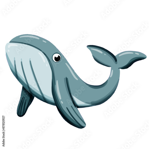 Vector image of a cute colorful whale. This illustration showcases the intricate features of an whale's anatomy. Perfect for educational materials and animal-themed projects. Isolated image.