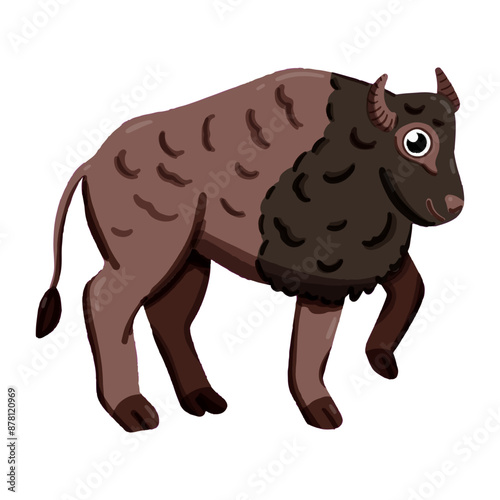 Vector image of a cute colorful Yak. This illustration showcases the intricate features of an Yak's anatomy. Perfect for educational materials and nature-themed projects. Isolated image. Y animal.