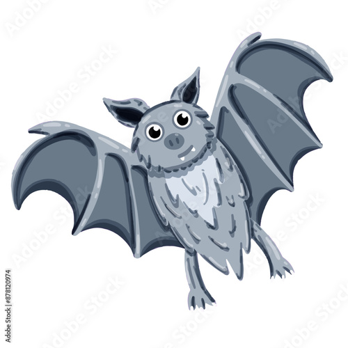 Vector image of a cute colorful vampire bat. Showcases the intricate features of an vampires Bat's anatomy. Perfect for educational materials and animals themed projects. Isolated image. V letter.