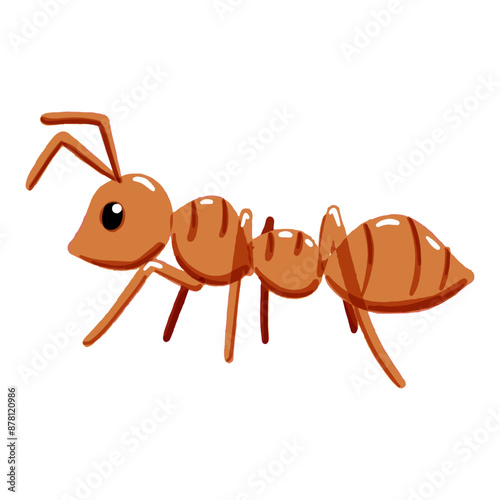 Vector image of a cute, colorful ant. This illustration showcases the intricate features of an ant's anatomy. Perfect for educational materials, insect-related designs, and nature-themed projects.