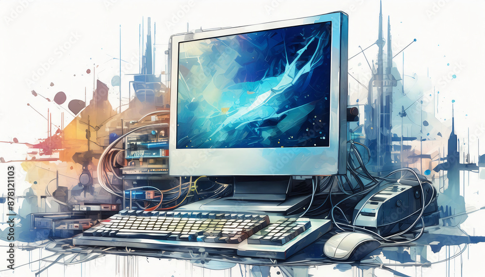 Fototapeta premium modern computer white background