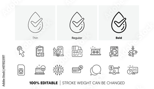 Online shopping, Card and Chat message line icons. Pack of Info, Block diagram, Sim card icon. Fuel price, Cursor, Online quiz pictogram. Washing machine, Cyber attack, Cashback. Line icons. Vector