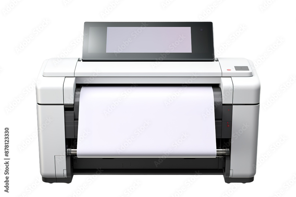 The Printing Symphony: A Printers Performance on the Table on White or PNG Transparent Background. The Printing Symphony: A Printers Performance on the Table on White or PNG Transparent Background.