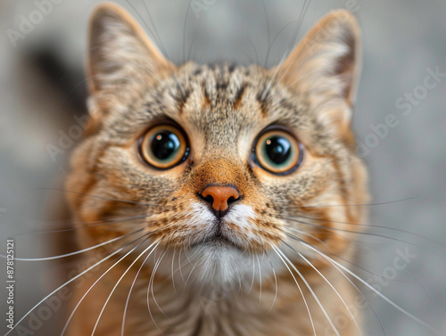 Close-Up Portrait of a Tabby Cat With Wide Eyes