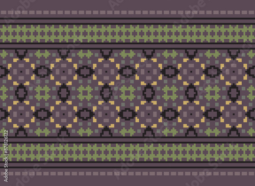 Geometric ethnic oriental seamless pattern traditional Design for background,carpet,wallpaper.clothing,wrapping,Batik fabric,Vector illustration.embroidery style - Sadu, sadou,