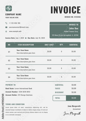 Modern Business Invoice Template Design