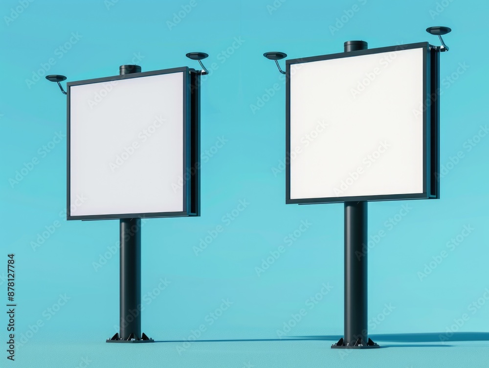 Obraz premium Two billboards standing side by side, with bright colors and eye-catching designs