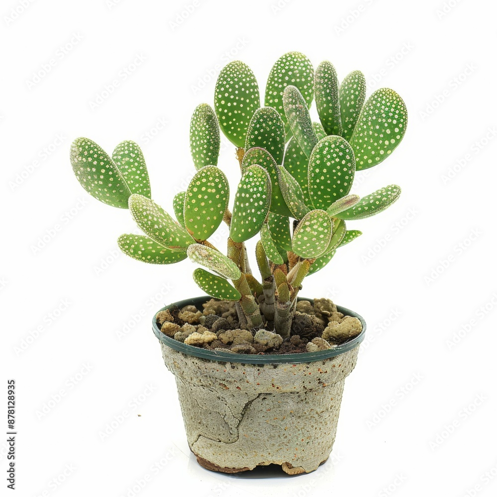 Bunny ear cactus in a pot isolated on white background