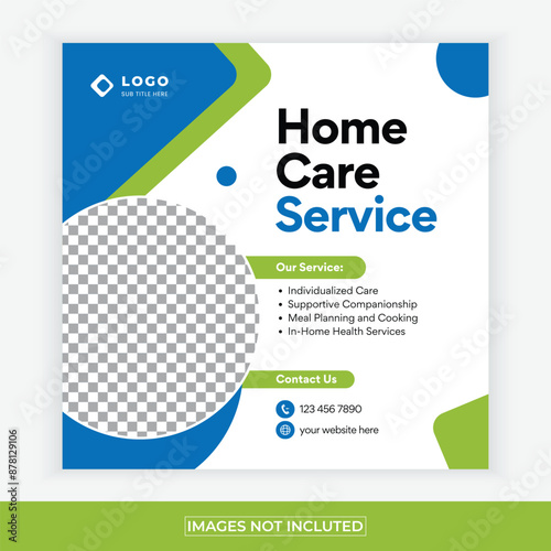 Senior home care service Instagram post template and old care social media banner design
