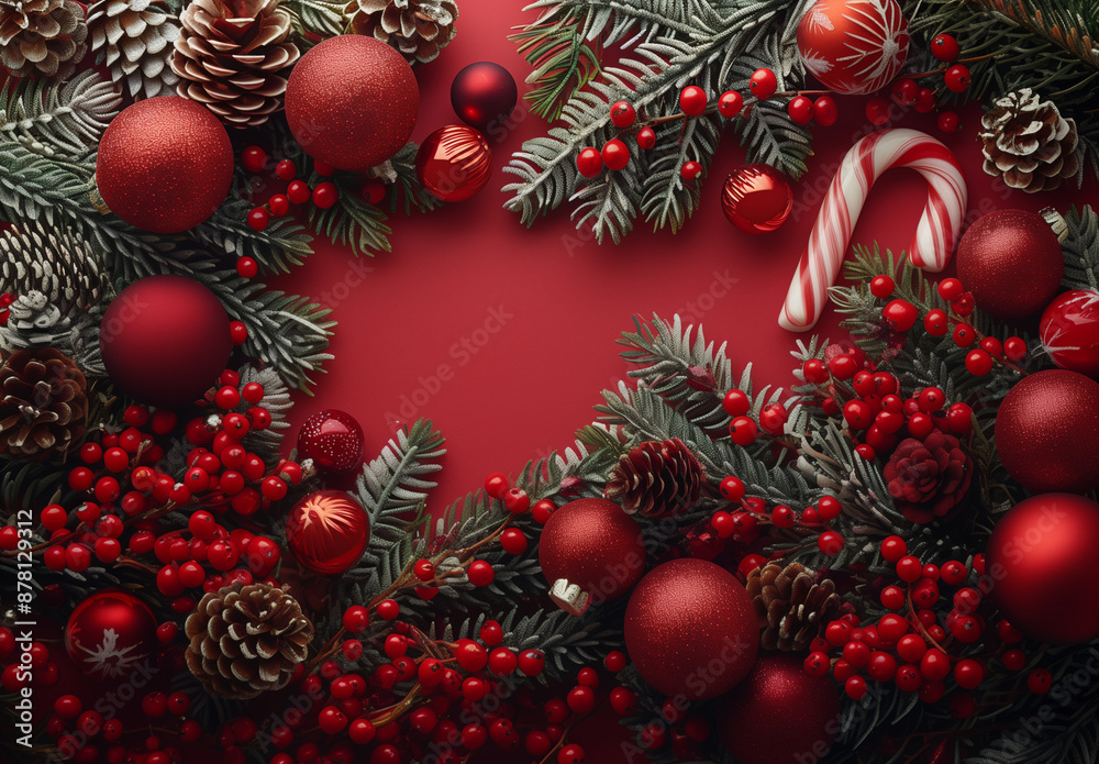 Festive Christmas background flatlay arrangement, Merry Christmas and happy New Year background, minimalistic composition Festive Christmas background flatlay arrangement, Merry Christmas and happy New Year background, minimalistic composition