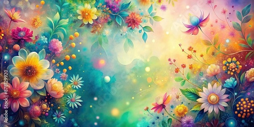 Colorful ethereal abstract multi floral background, abstract, Colorful, ethereal © tammanoon
