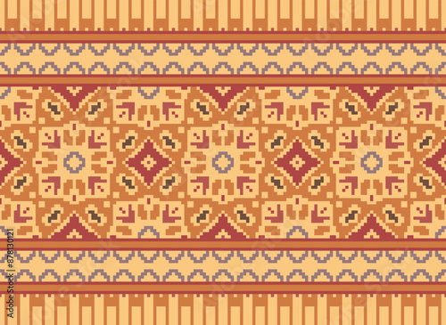 Geometric ethnic oriental seamless pattern traditional Design for background,carpet,wallpaper.clothing,wrapping,Batik fabric,Vector illustration.embroidery style - Sadu, sadou,