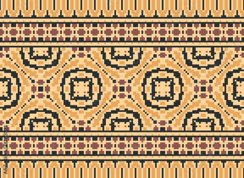 Geometric ethnic oriental seamless pattern traditional Design for background,carpet,wallpaper.clothing,wrapping,Batik fabric,Vector illustration.embroidery style - Sadu, sadou,