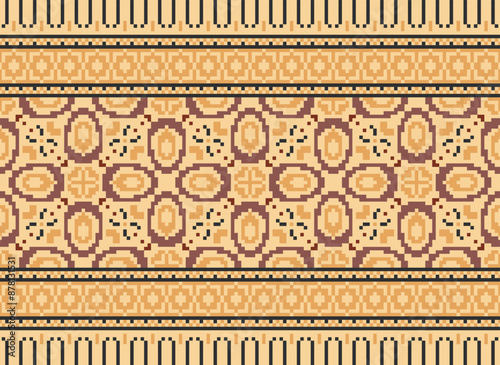 Geometric ethnic oriental seamless pattern traditional Design for background,carpet,wallpaper.clothing,wrapping,Batik fabric,Vector illustration.embroidery style - Sadu, sadou,