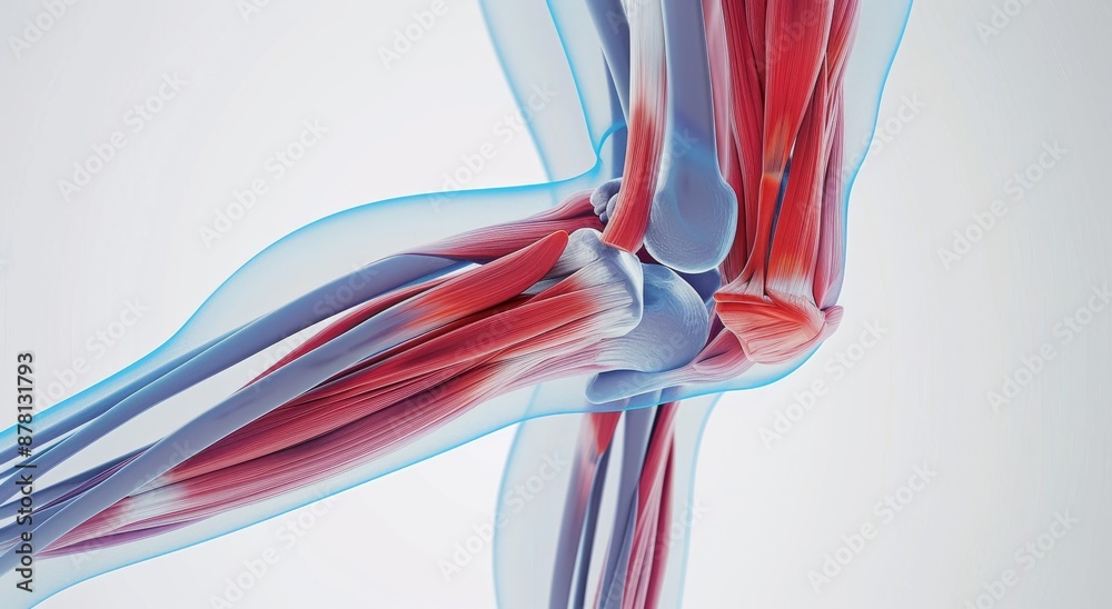 Detailed isometric view of the tibia and fibula highlighting muscle and ...