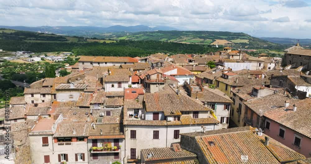 Medieval Architectures In Orte Town In The Tuscia Area of Lazio, Italy. Aerial Drone Shot Medieval Architectures In Orte Town In The Tuscia Area of Lazio, Italy. Aerial Drone Shot