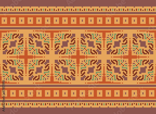 Geometric ethnic oriental seamless pattern traditional Design for background,carpet,wallpaper.clothing,wrapping,Batik fabric,Vector illustration.embroidery style - Sadu, sadou,