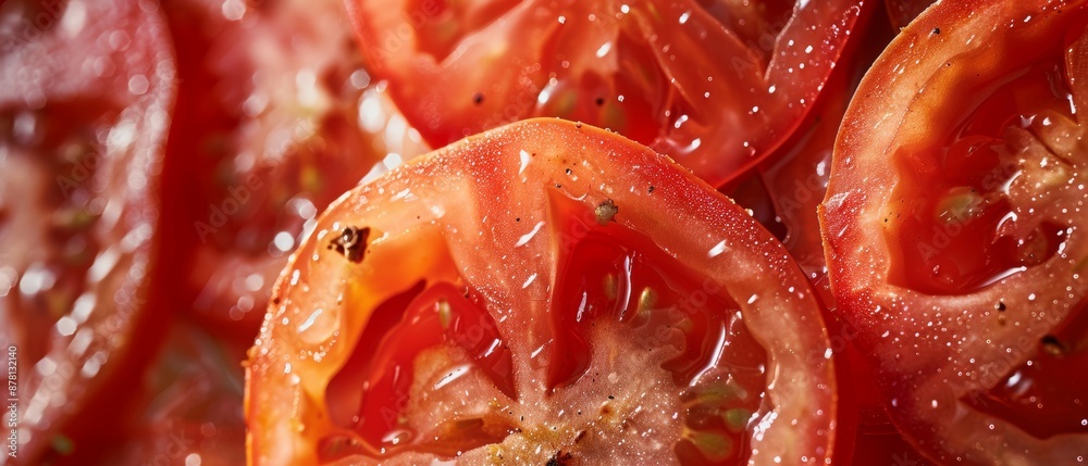 Macro Photography of Tomato Slices Texture