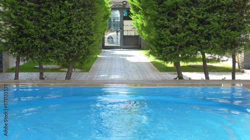 beautiful girl swimming in the pool