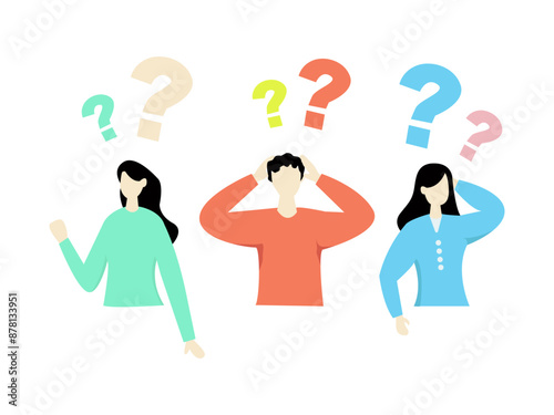 vector set of adults who are confused,thinking