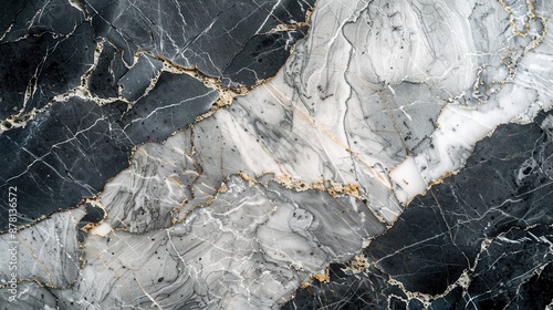 Luxurious black and white marble with gold veins natural stone texture